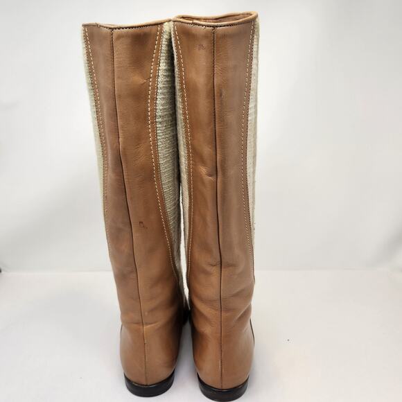 Golo Brown Leather Kilim Knee High Riding Boots Women Size 7 M Vintage Flats - Picture 5 of 9